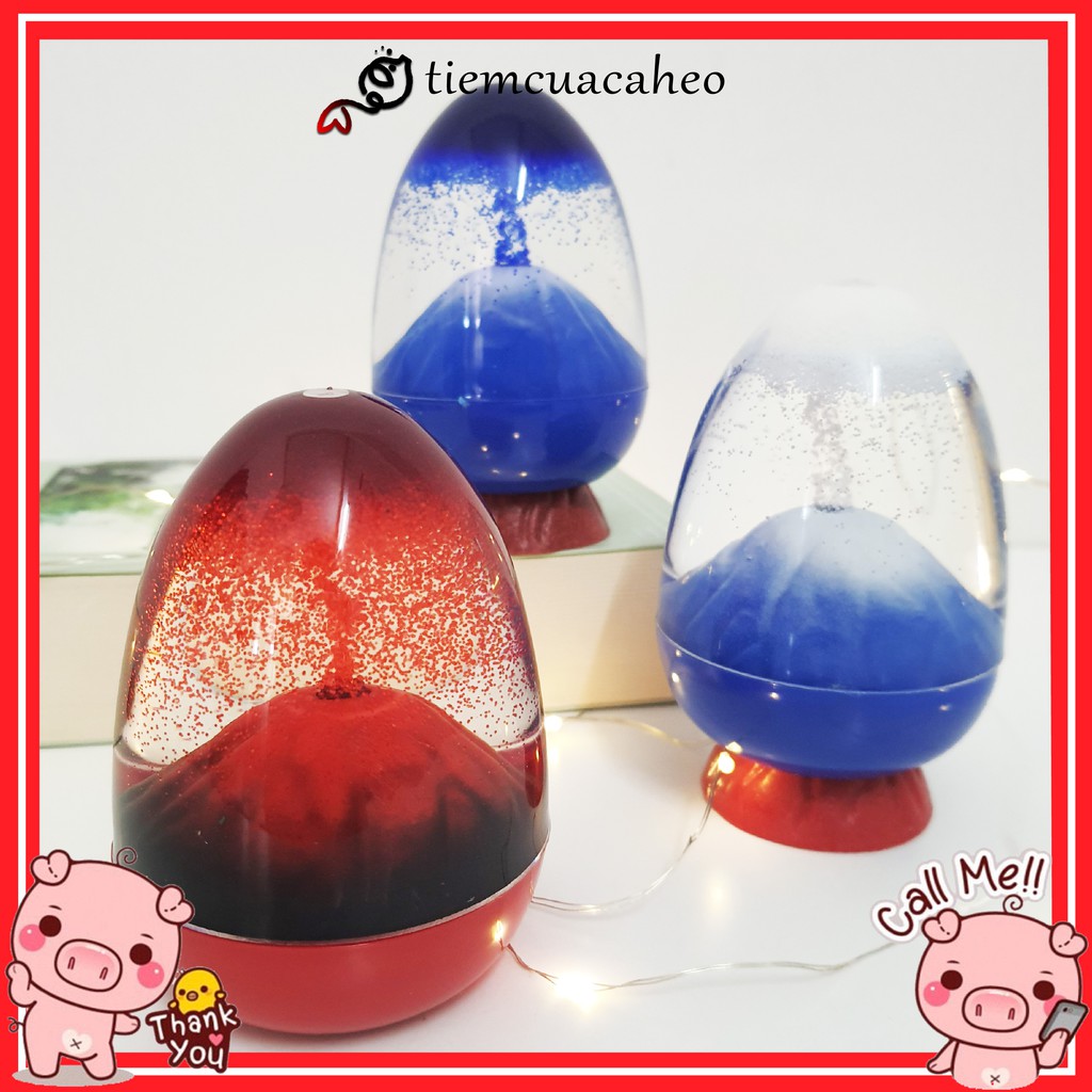 (Sẵn hàng tại SG,ship hỏa tốc 2h) Đồng Hồ Cát Chảy Nổi thiết kế Hình Quả Cầu Núi Lửa Phun Trào, quà tặng trang trí