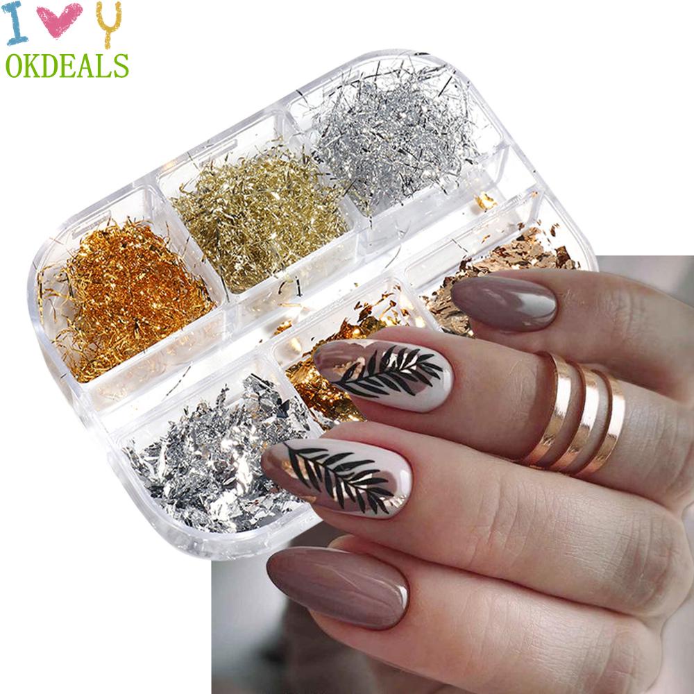 Hộp Lá Nhôm 6 Ngăn Dùng Để Trang Trí Móng Nghệ Thuật|​ Làm Móng Tay DIY