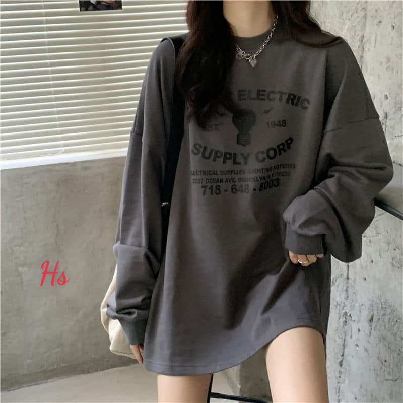 Áo sweater in bóng đèn 1948, chất nỉ dày dặn sp000791