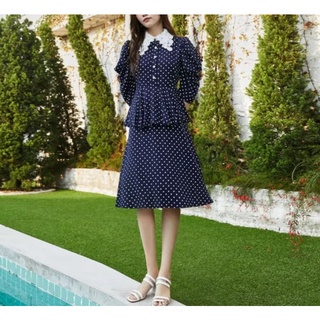 Đầm pelium tay phồng cổ ren chấm bi hàng hiệu vero moda cho nữ size s