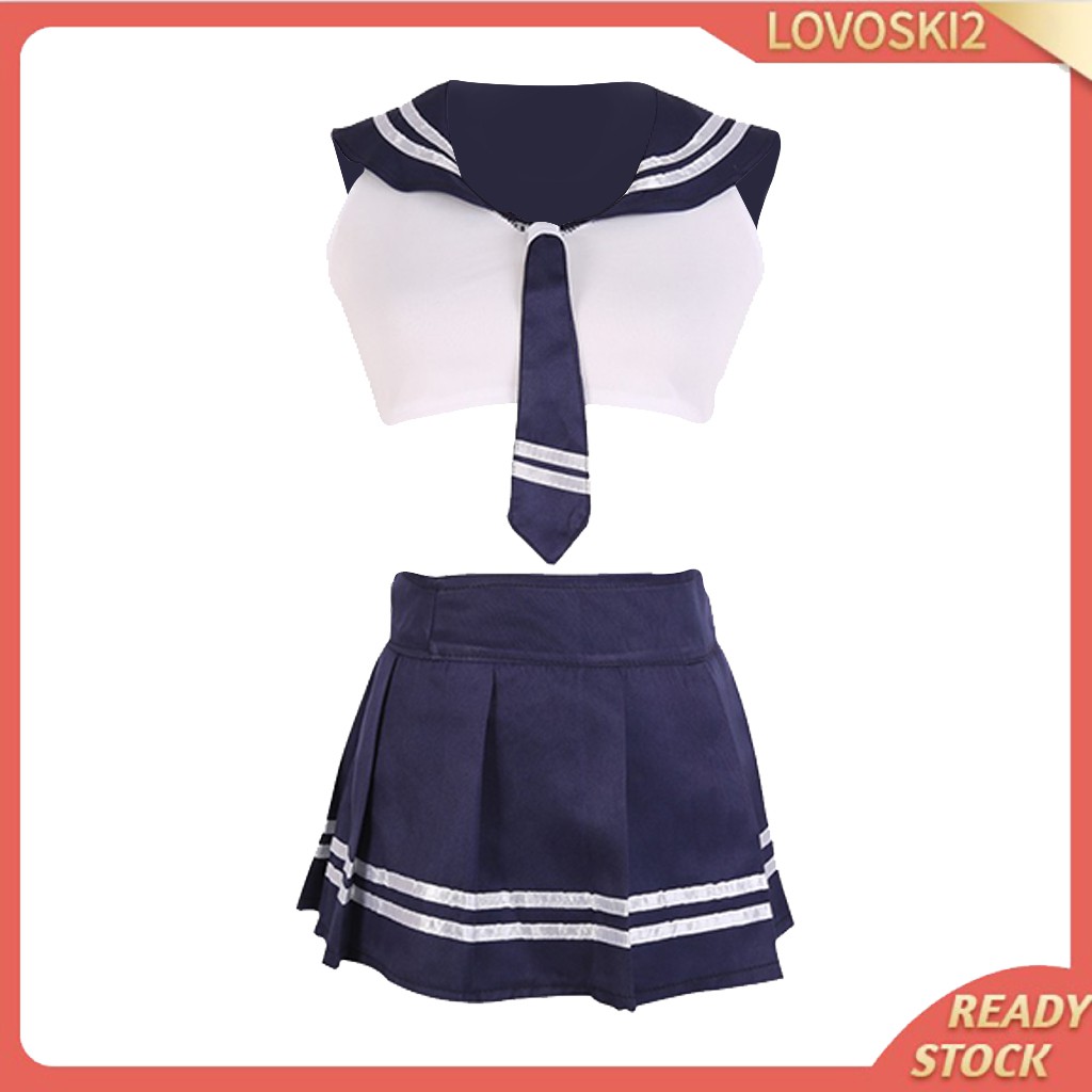 Women School Girl Uniform Nightclub Cosplay Costume Outfit Lingerie Set Pink