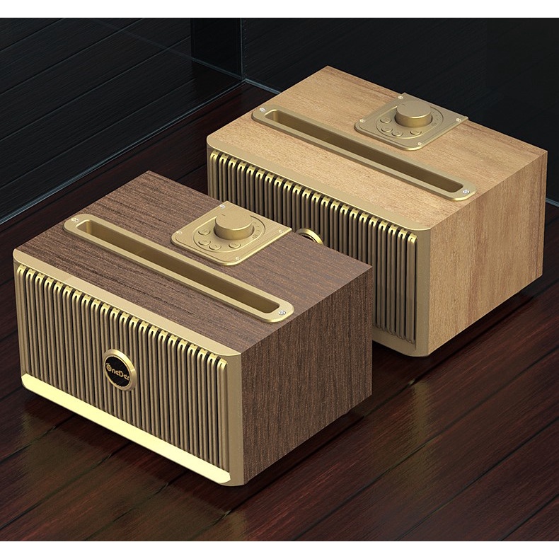 Loa Bluetooth Không Dây OneDer Phantom V6 Âm Thanh Trầm Họa Tiết Vân Gỗ Có Chân Đế Phong Cách Cổ Điển