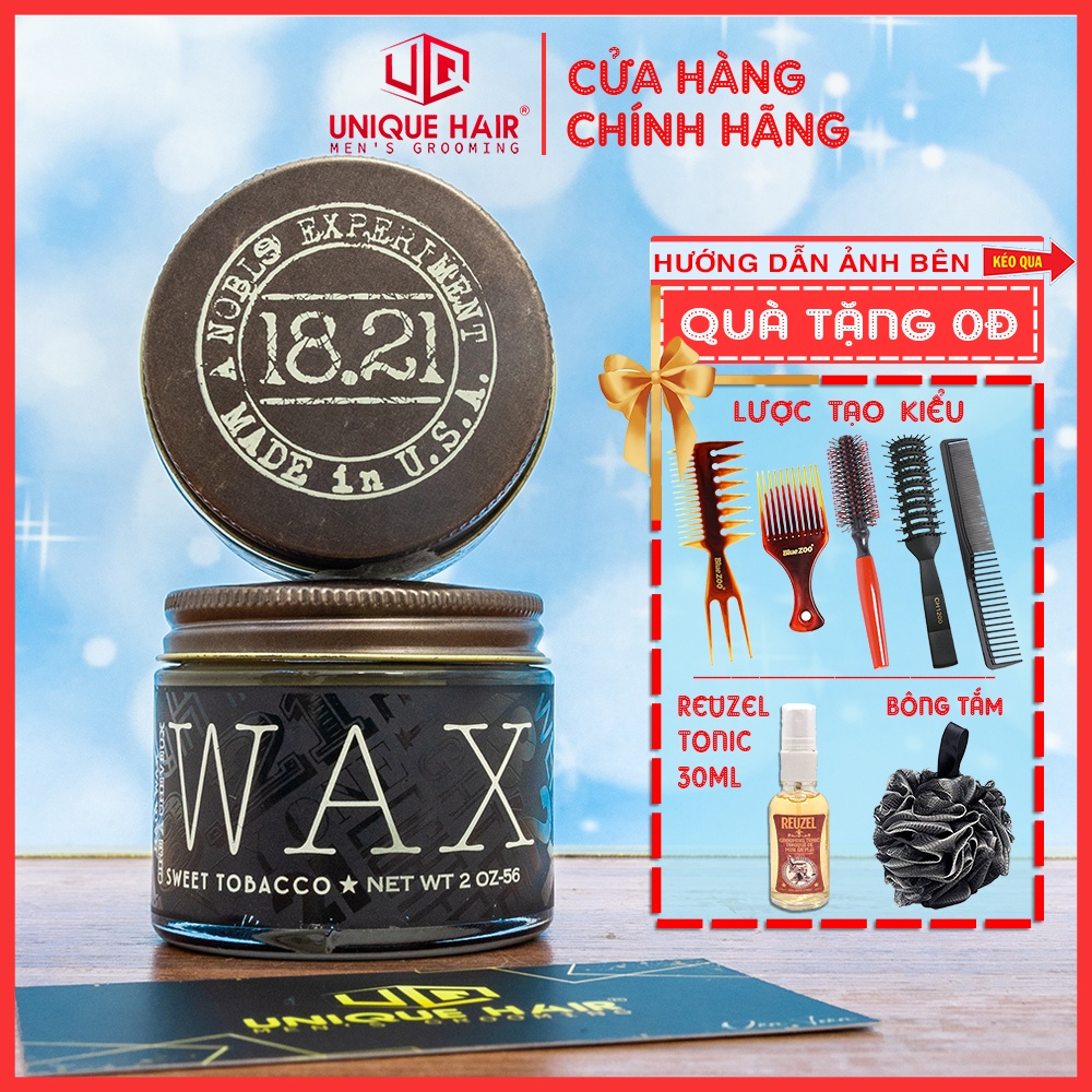 [CHÍNH HÃNG STORE HÀ NỘI] Sáp Vuốt Tóc 18.21 Man Made Wax- new 2021 Tặng lược | RẺ VÔ ĐỊCH