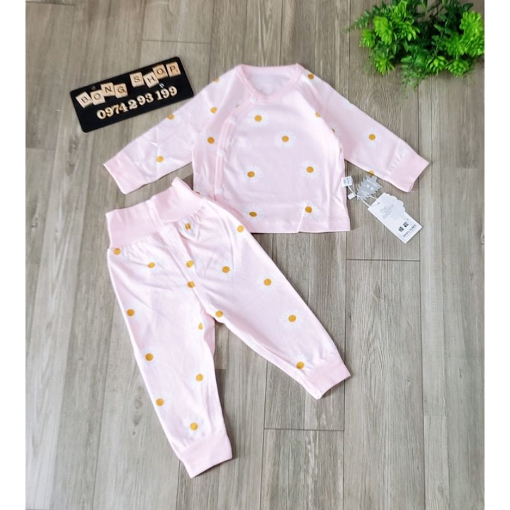 Bộ cài lệch cạp cao cotton dày vừa QC bé trai/bé gái