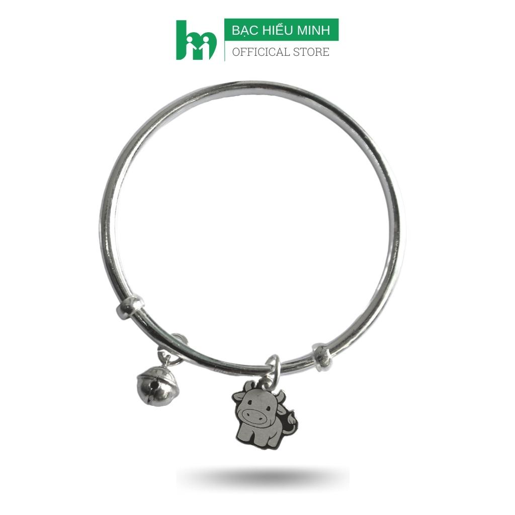 Vòng Tay Cho Bé Bạc S99 Chuông Nhỏ Và Hình Bé Trâu Điều Chỉnh Size BẠC HIỂU MINH LTE522