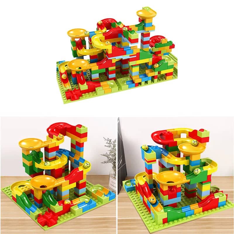 Bộ đồ chơi lego xếp hình sáng tạo lắp ráp cầu trượt thả bi  344 và 174 chi tiết cho bé
