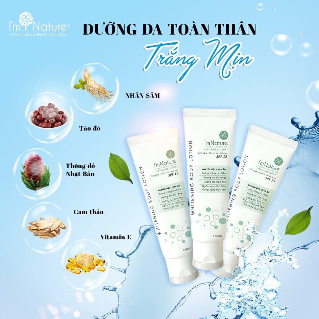 Kem Dưỡng Trắng Da Toàn Thân I'm Nature Whitening Body Lotion I'M NATURE 150ml SPF15+