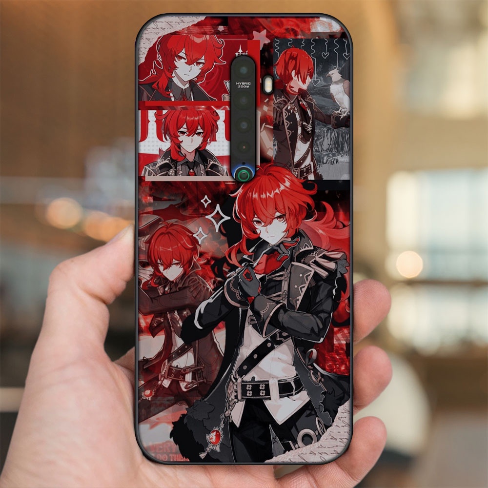 Ốp lưng Oppo Reno 2 viền đen in hình Diluc Genshin Impact