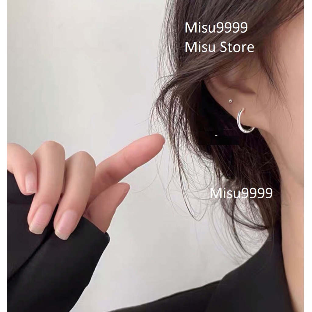 Khuyên titan ft Bạc , Khuyên tròn (màu sáng bạc)  circle earring