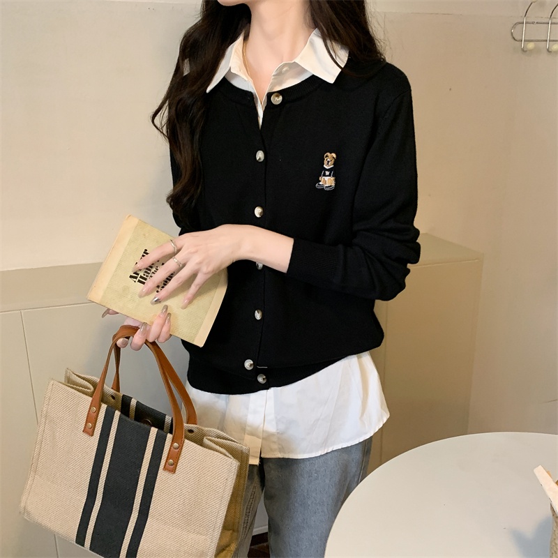Xiaozhainv Áo Khoác cardigan Dệt Kim Dáng Ngắn Phong Cách retro Hàn Quốc Có 5 Màu Lựa Chọn