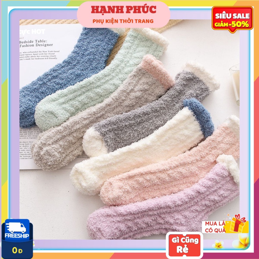 Tất Len Lông Cừu, Vớ Nữ Cổ Cao Dễ Thương Vải Mềm Mịn Dày Thời Trang Hàn Quốc