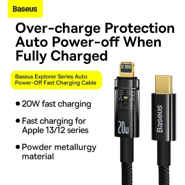 Cáp sạc tự ngắt PD 20W cho iPhone chính hãng BASEUS