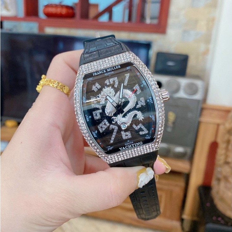 Đồng hồ nam Franck muller thể thao đính đá cao cấp tặng hộp và vòng tay DH402