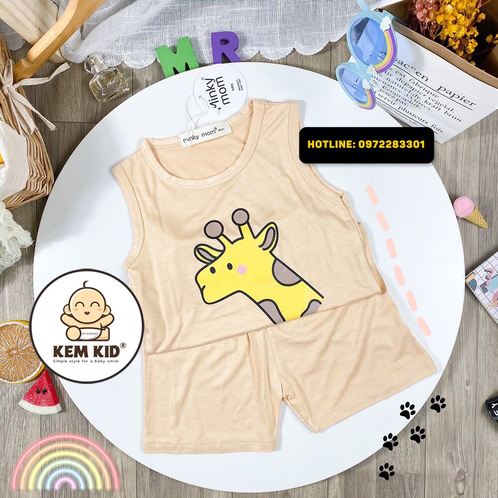 Minky Mom bộ sát nách thun lạnh hình thú