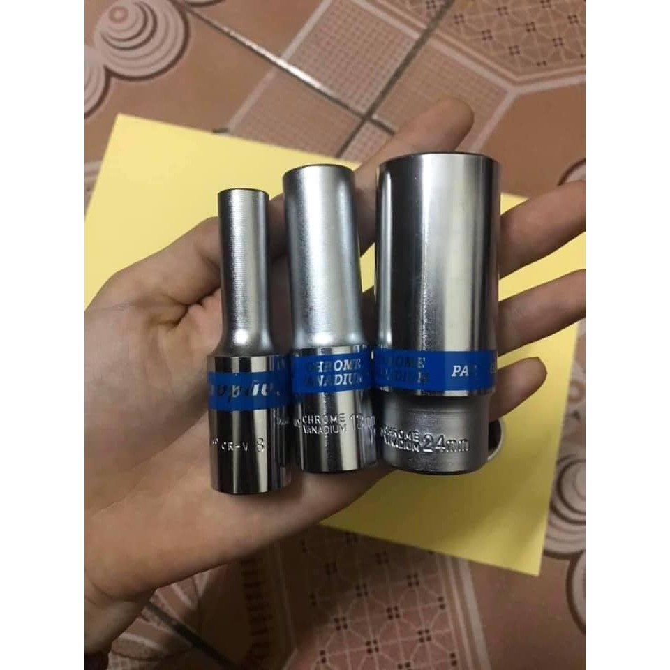 FULL BỘ 12 ĐẦU KHẨU(TUÝP) GERMANY 1/2( ĐẦU KHẨU LỤC GIÁC DÀI 76MM)