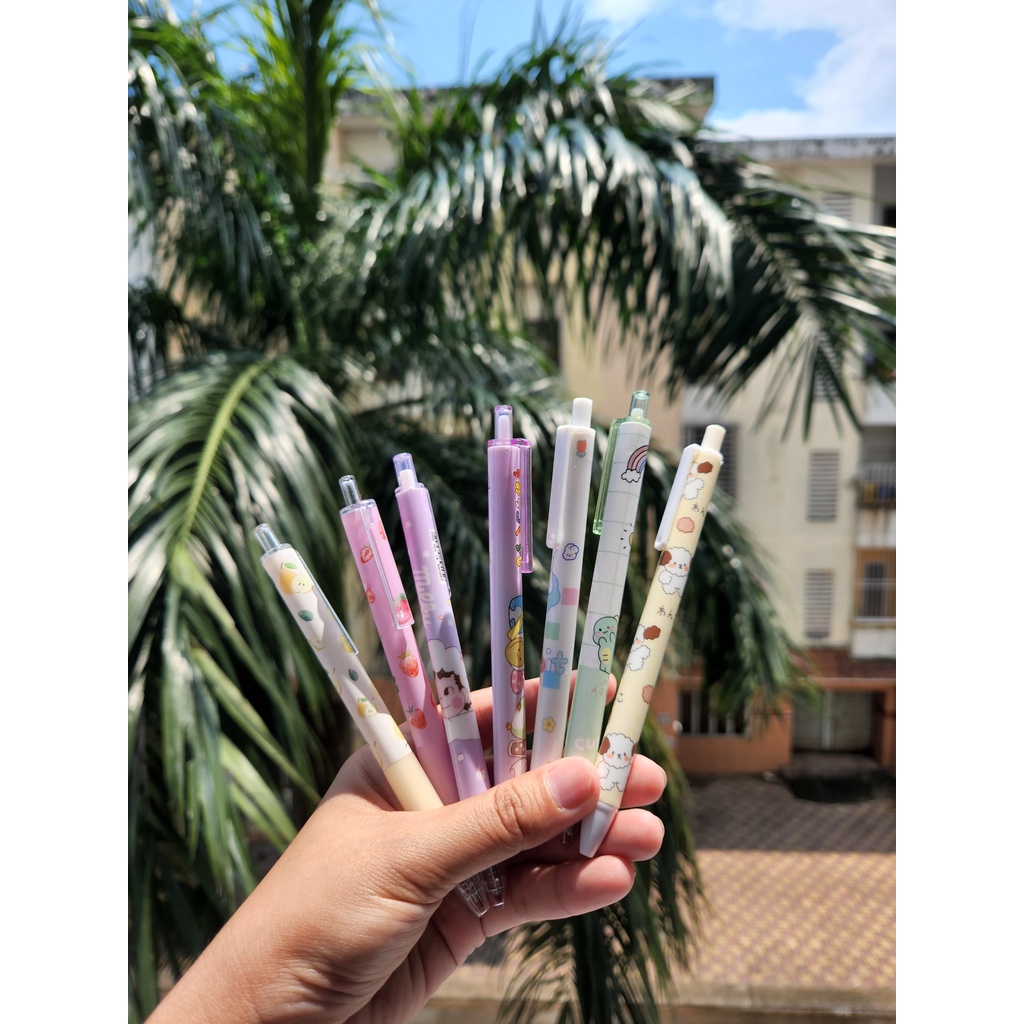 SET 5 BÚT MỰC GEL ĐEN HOẠT HÌNH NGÒI 0.5mm