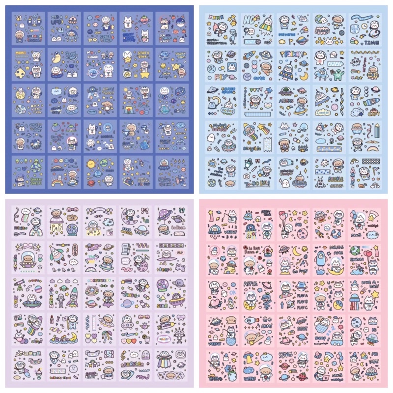 Hộp 100/200 tờ hình dán sticker pet Vũ trụ tinh cầu - Có tách lẻ 50 tờ
