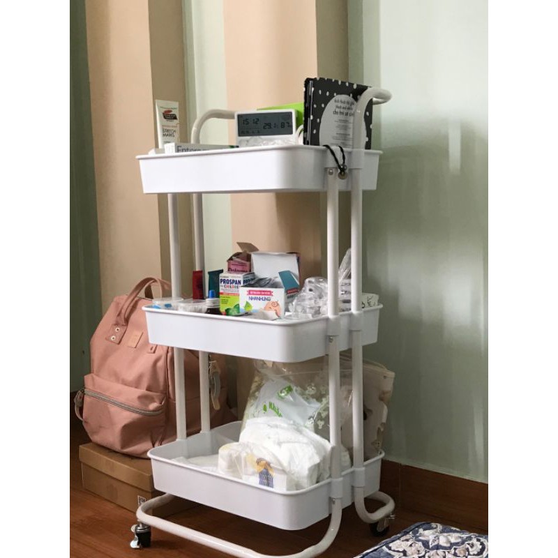 Kệ Để Đồ 3 Tầng Đựng Bỉm Sữa - Đựng Đồ Đa Năng - Có Bánh Xe