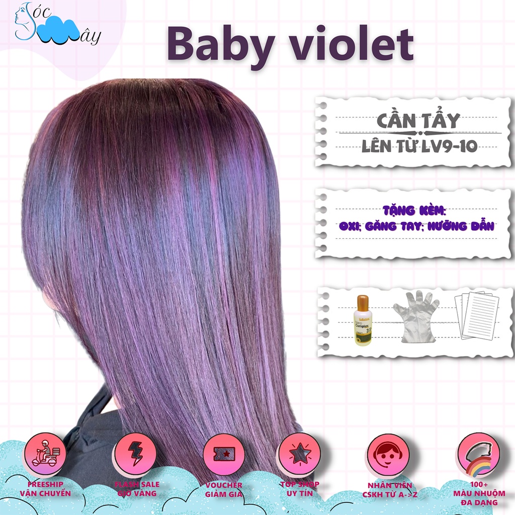 Thuốc nhuộm tóc Baby violet+OXI, găng tay :)