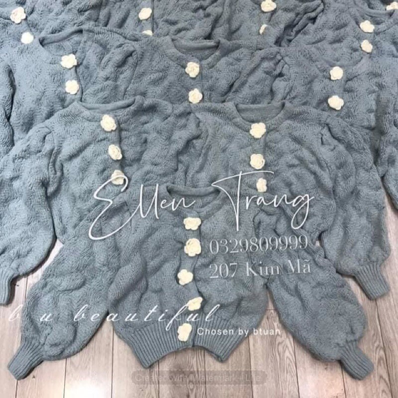 Áo len khuy hoa tay siêu bồng QCL1