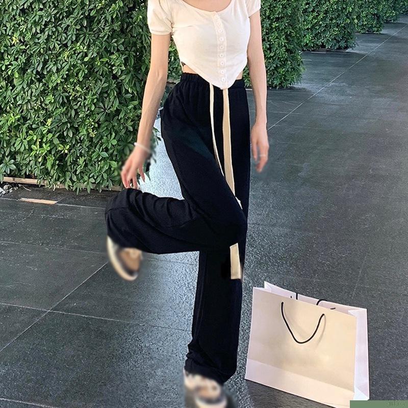 Quần dài lưng cao ống rộng phong cách thời trang trẻ trung dành cho nữ