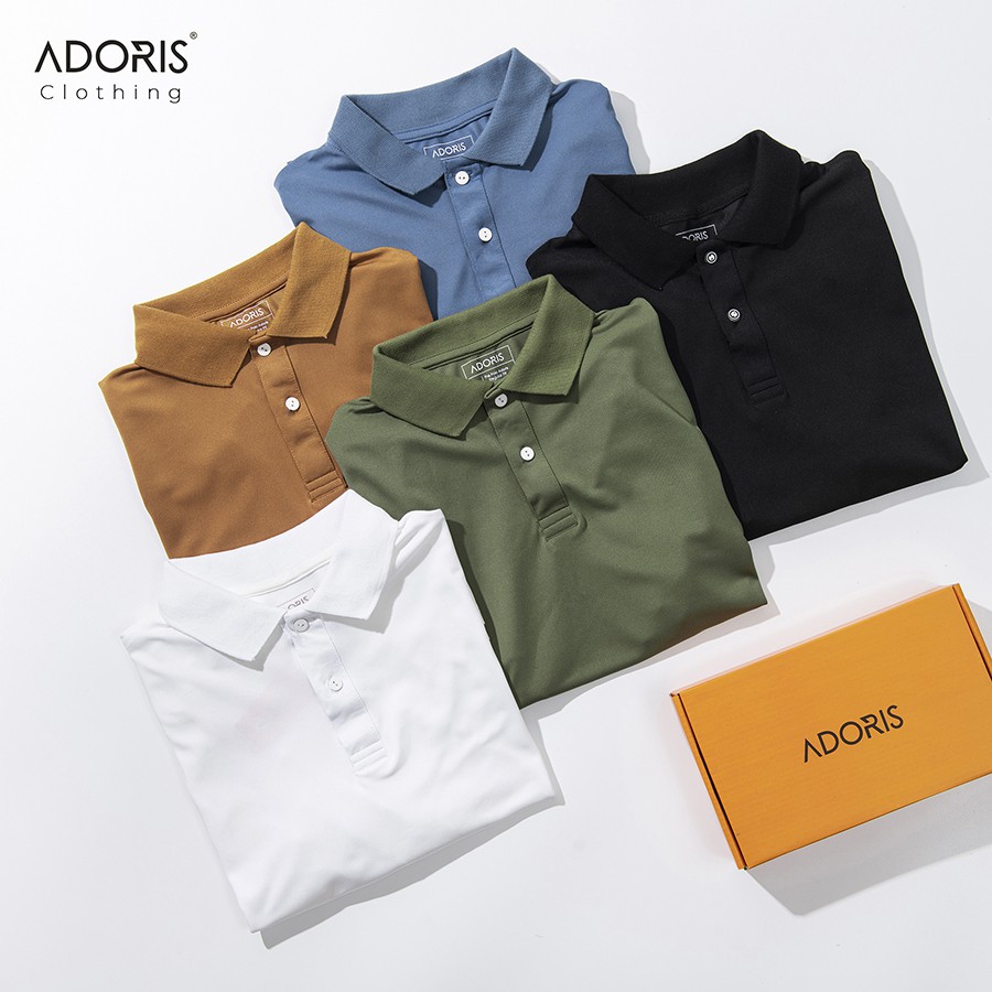 Áo thun nam có cổ tay ngắn, áo POLO nam cổ trơn, vải Cotton cá sấu, áo phông nam có cổ trơn ADORIS PL21