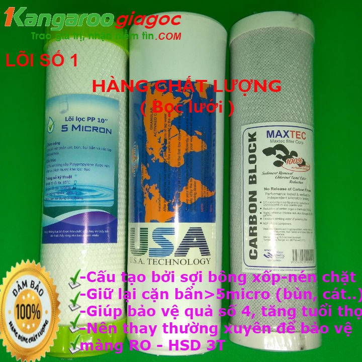 [RẺ VÔ ĐỊNH] Lõi lọc nước số 3 CTO than ép 10 inh | Lõi lọc nước số 3 than