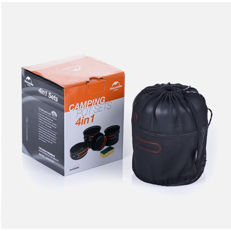 Bộ nồi nấu ăn dã ngoại 2-3 người NatureHike NH15T401-G 4in1
