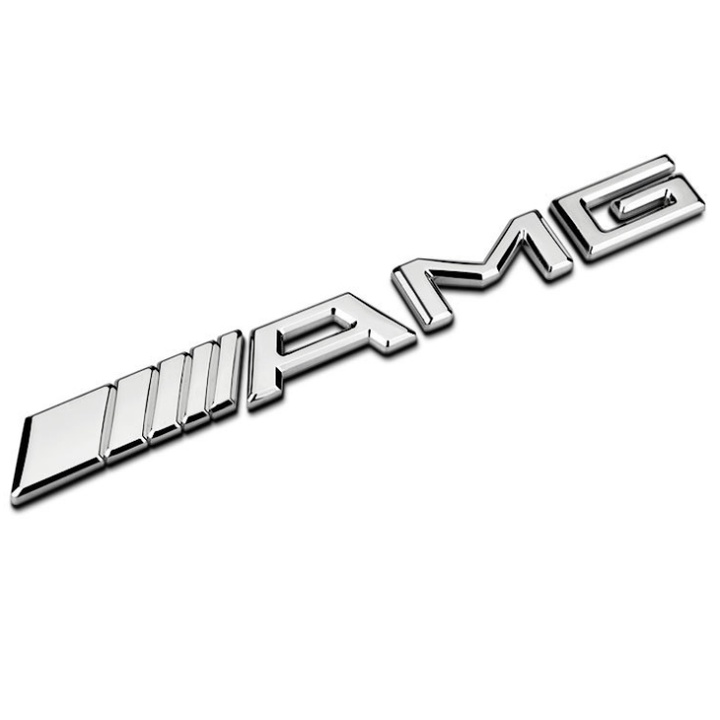 Decal logo 3D hợp kim inox chữ nổi AMG dán xe đuôi ô tô - HÀNG CÓ SẴN