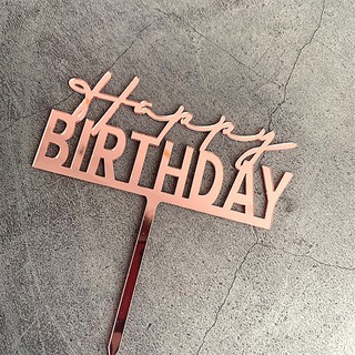 Phụ kiện trang trí bánh sinh nhật_Topper HPBD mica chữ in dưới hồng