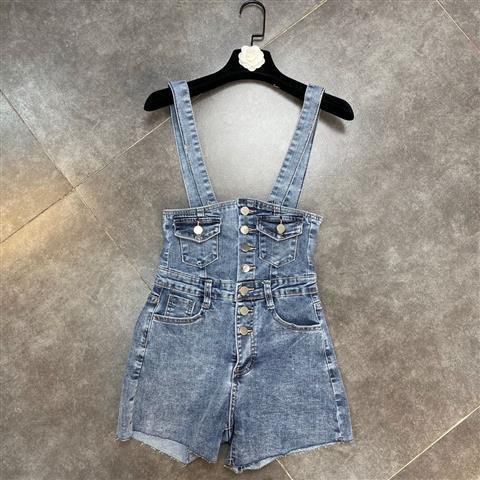 [Hàng Có Sẵn] Quần Yếm Denim Lưng Cao Dáng Ôm Có 7 Nút Cài Thiết Kế Lưng Cao Bưởi MM2022 Thời Trang Mùa Hè