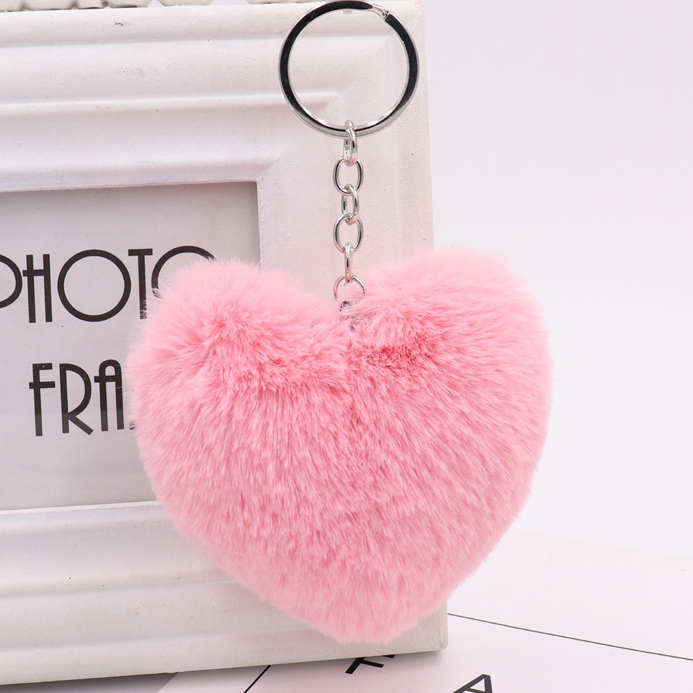 Móc khóa hình trái tim bằng bông dễ thương