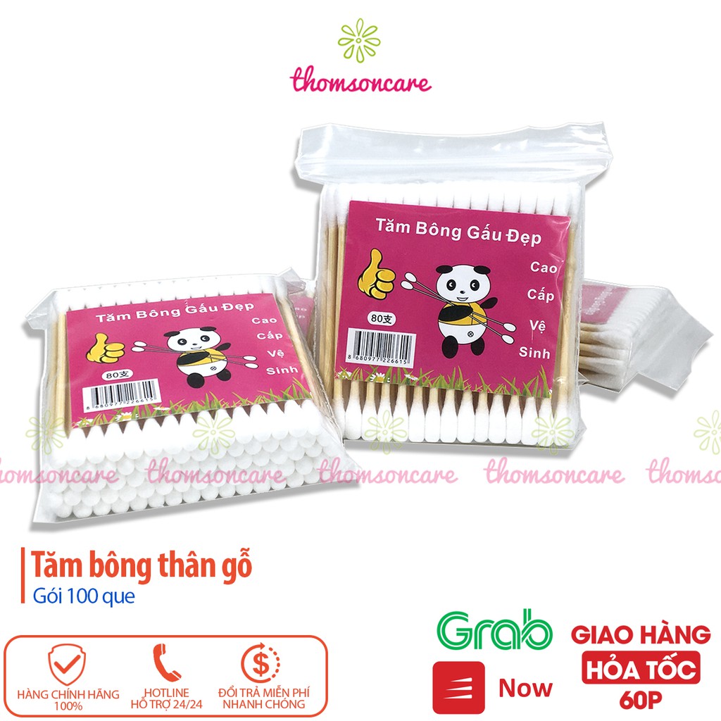 Combo 3 gói Tăm bông trẻ em gói 80 chiếc bông ngoáy tai, vệ sinh tai cho bé