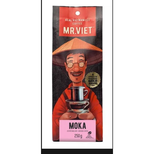 MR.VIET Moka - Cà Phê Rang Xay Túi 250g (MR.VIET Moka - Ground Coffee 250g Bag)