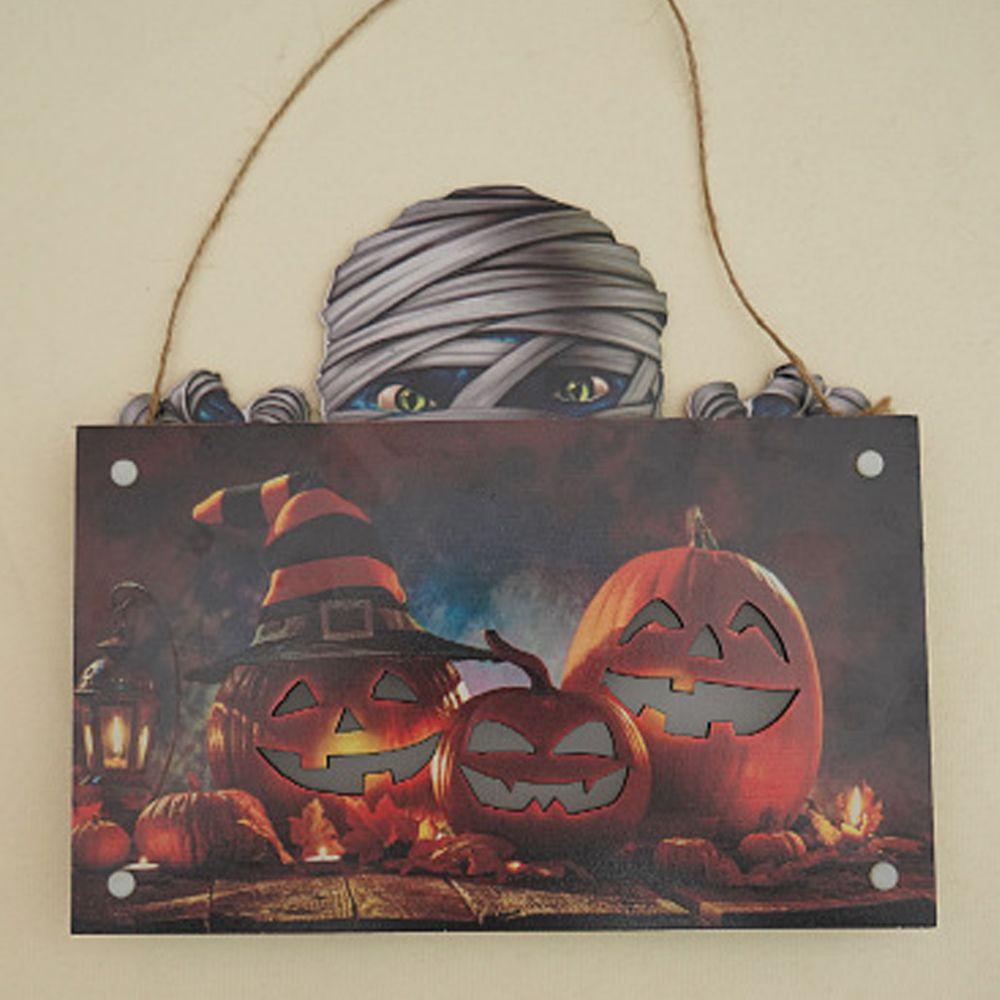 Bảng Gỗ Trang Trí Halloween In Hình Mẹ Ma