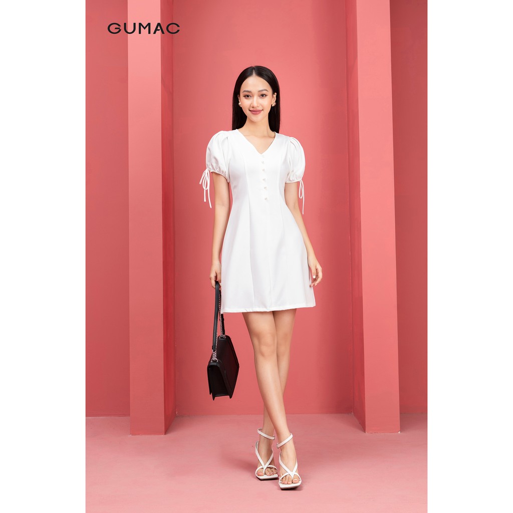 Đầm nữ tay nơ nút ngọc GUMAC DA9243 | BigBuy360 - bigbuy360.vn