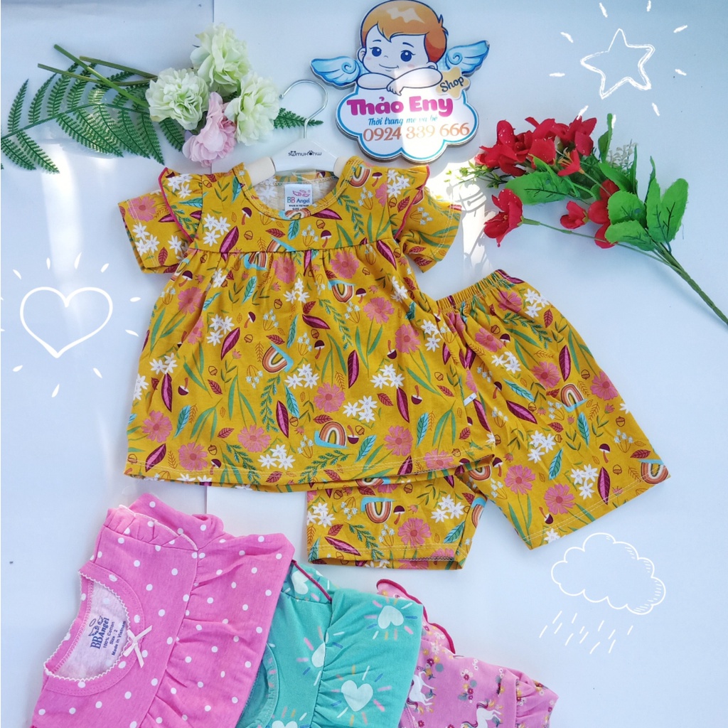 Bộ đồ bé gái VNXK 💞 Bộ cotton cộc tay bé gái bánh bèo babydoll tiểu thư bozip xuất dư