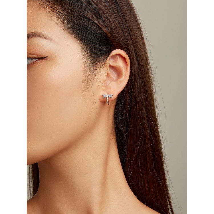 BAMOER Bông Tai Xi bạc 925 HìNh ChuồN ChuồN ĐíNh Đá ThờI Trang