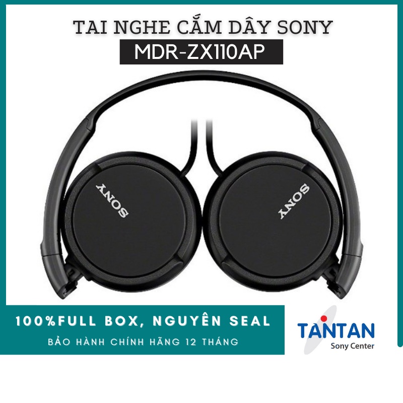 Tai nghe CHOÀNG ĐẦU Sony MDR-ZX110AP | Đầu cắm mạ vàng - Thiết kế gập gọn nhẹ - Màng loa Dynamic - Micro