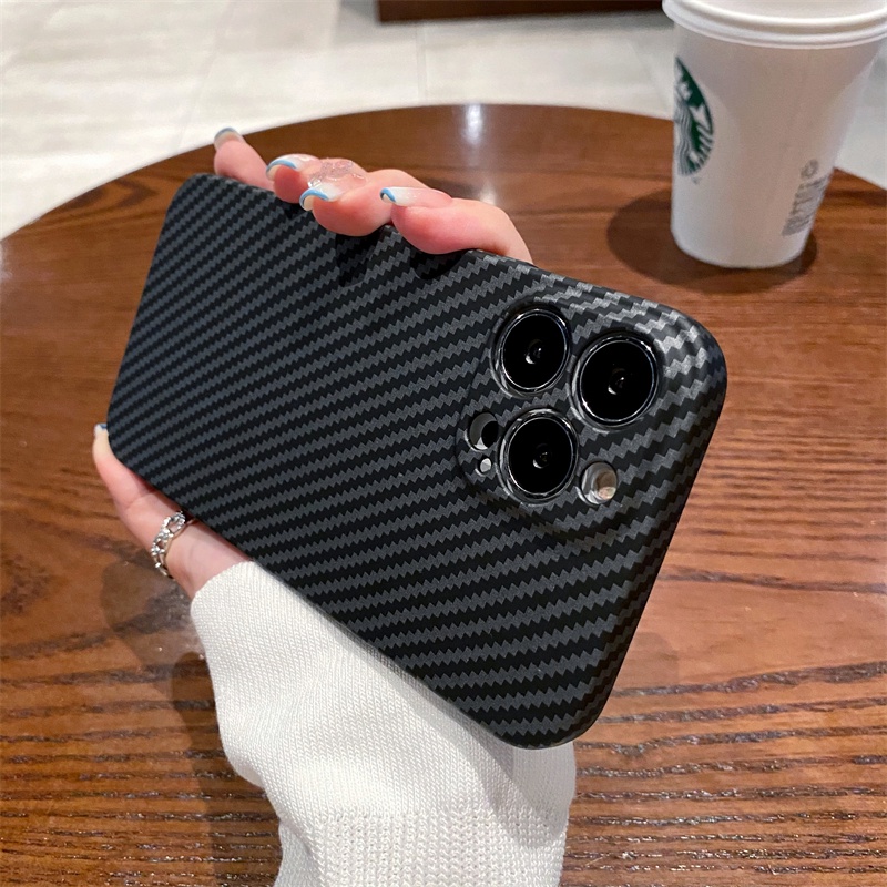 Ốp Điện Thoại Cứng Họa Tiết Sợi carbon Chất Lượng Cao Cho iPhone 12 13 11 Pro Max