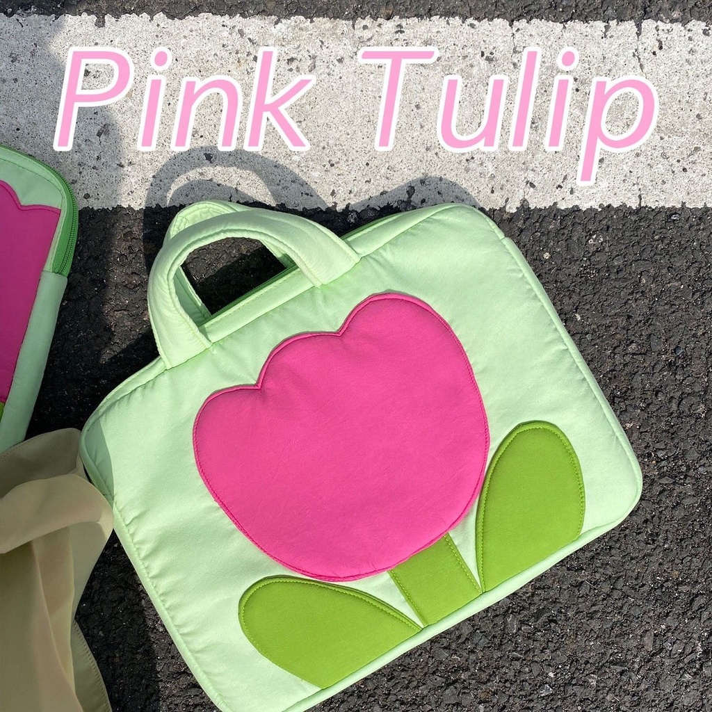 Túi đựng laptop hình hoa tulip 14 16 inch tùy chọn