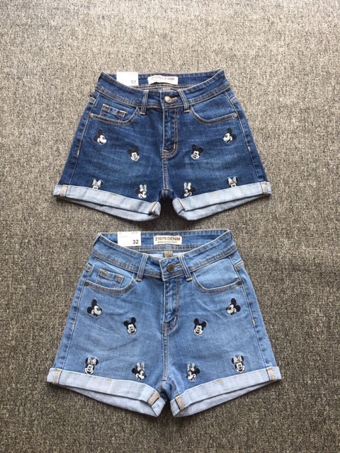 QUẦN SHORT JEANS NỮ IN HÌNH THÚ HAI MÀI LƯNG CAO