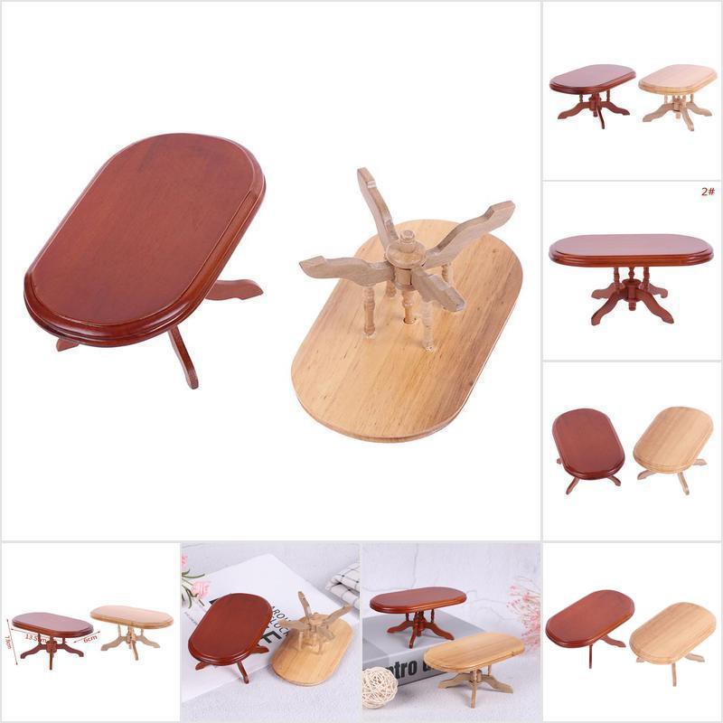 [HoMSI] 1:12 Dollhouse Miniature Furniture Wooden Dining Table Doll House Decoration Toy SUU