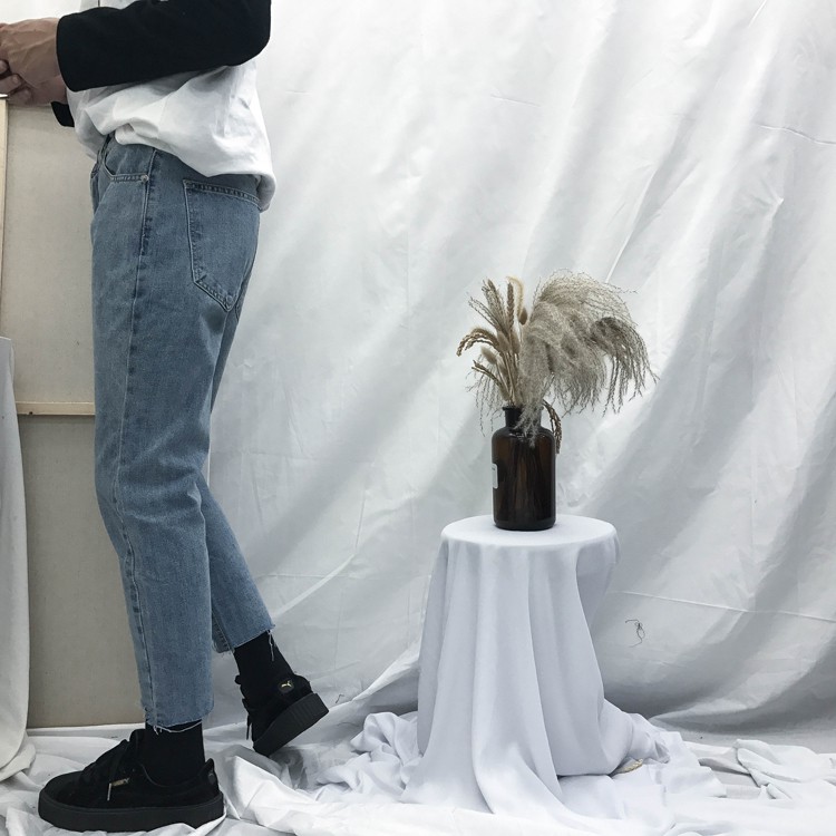Quần Baggy Denim Xanh Nhạt phối khoen