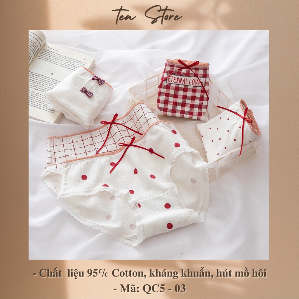 Set quần lót cotton Tea Store họa tiết dễ thương