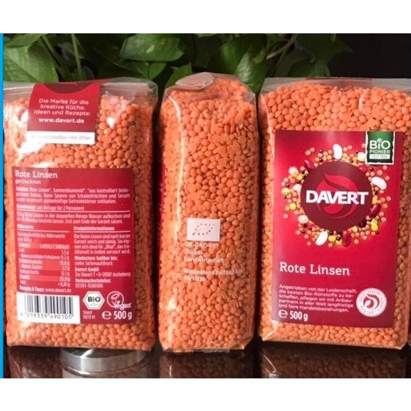 Đậu lăng đỏ hữu cơ Davert Organic Red Lentils 500g