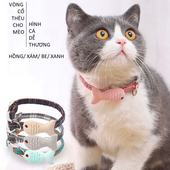 Vòng cổ thêu hình con cá xinh xắn cho mèo - MIAOCAT