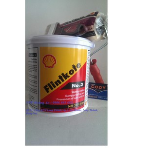 [Combo] shell flinkote 💥sơn chống thấm nhựa đường flintkote No3💥(Chống Thấm +RuLo+Cọ) Chống Thấm hồ cá màu đen 3,5l