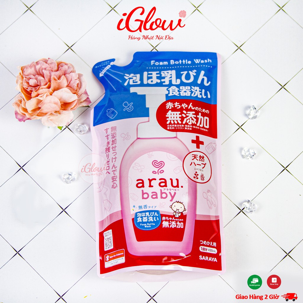 NƯỚC RỬA BÌNH ARAU BABY NHẬT CHAI 500ML/TÚI 450ML