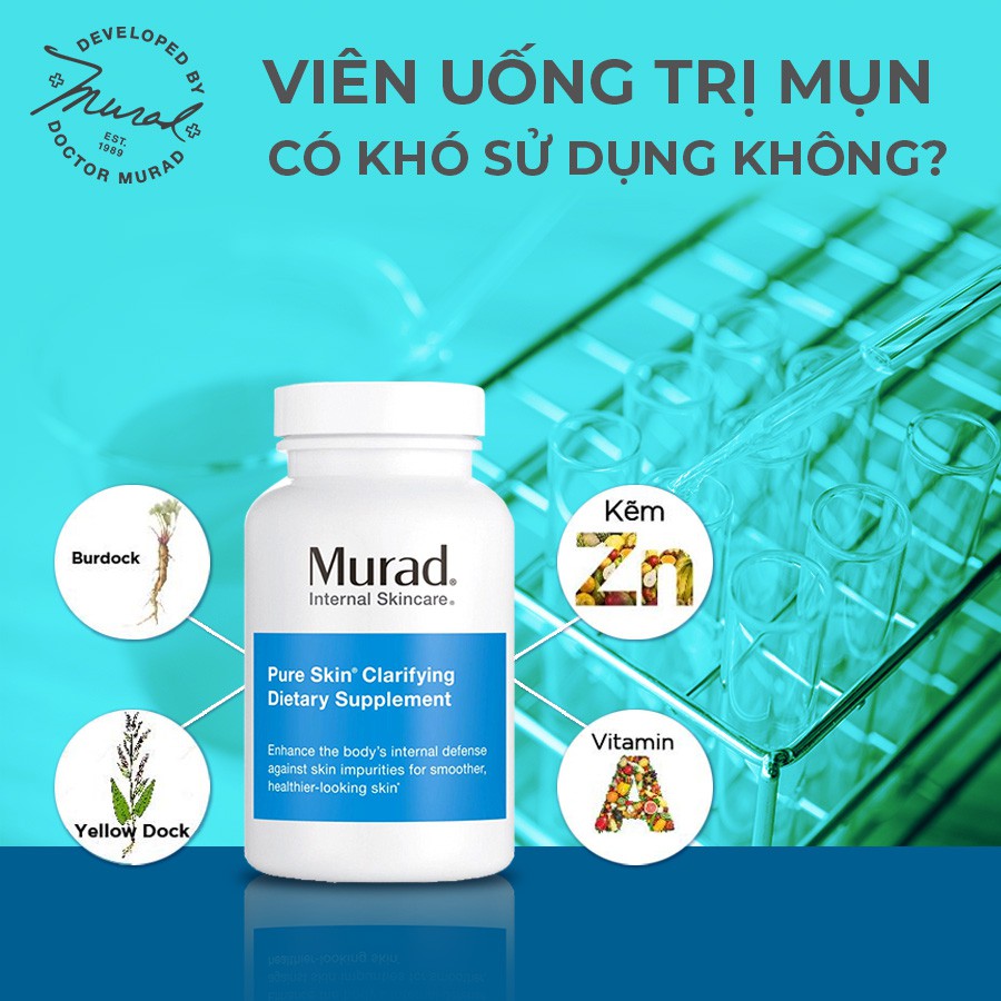 [Mã COS1505 giảm 8% đơn 300K] [MUA 1 TẶNG 1] Viên Uống Giảm Mụn, Giảm Dầu Murad Pure Skin Clarifying Dietary Murad | BigBuy360 - bigbuy360.vn